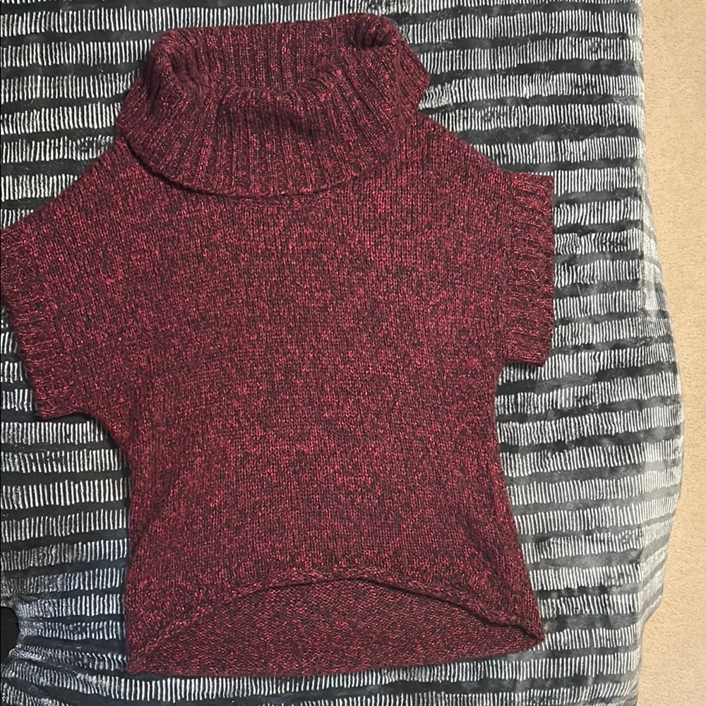 Mac & Jac Red Cowl Neck Sweater with Textured Knit